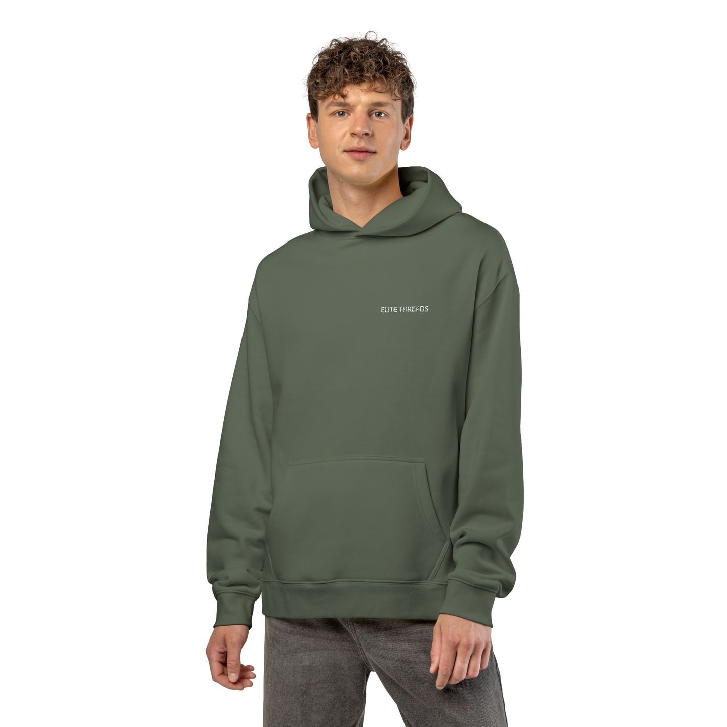Relaxed Hoodie — Minimal Tiny Script Chest Logo Pullover
