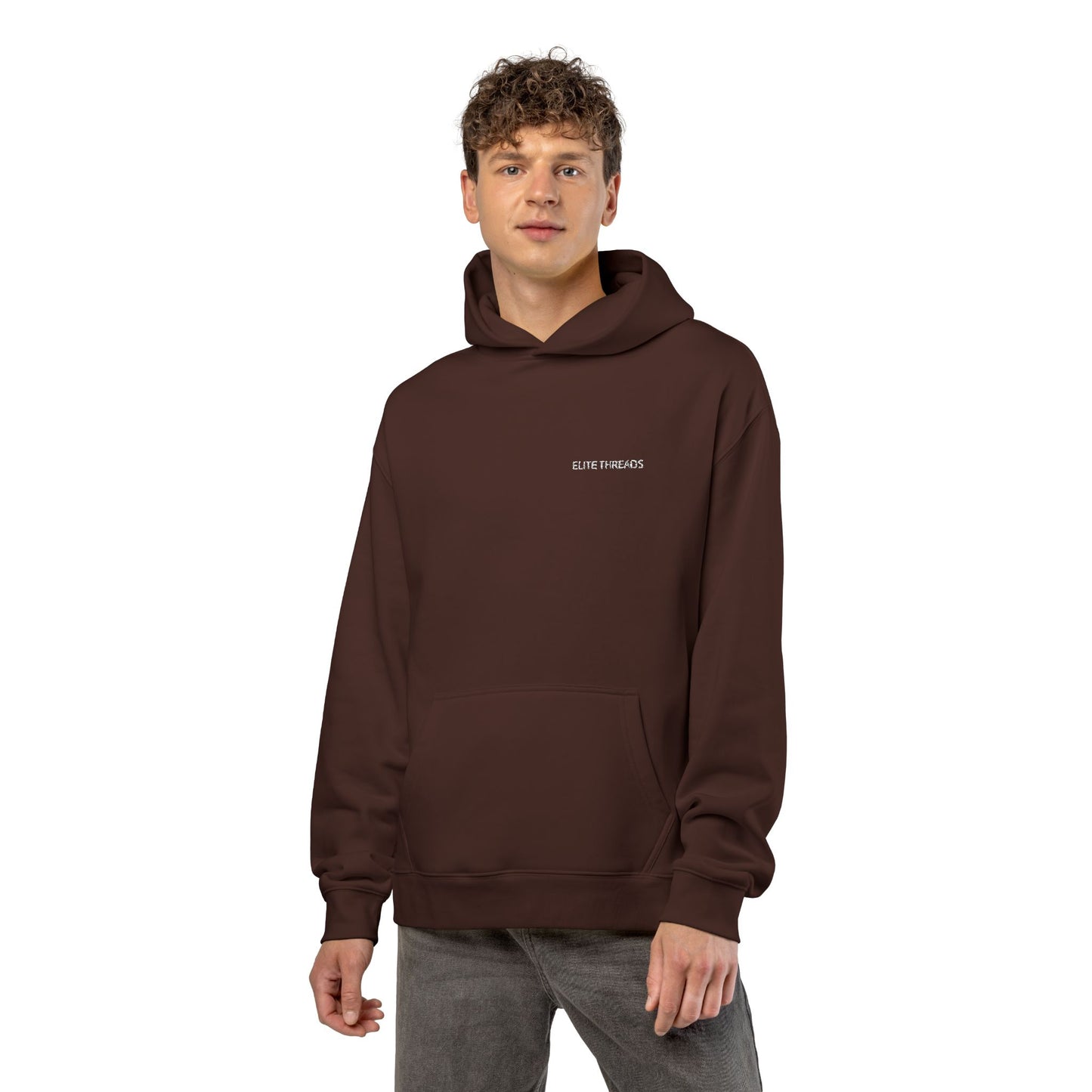 Relaxed Hoodie — Minimal Tiny Script Chest Logo Pullover